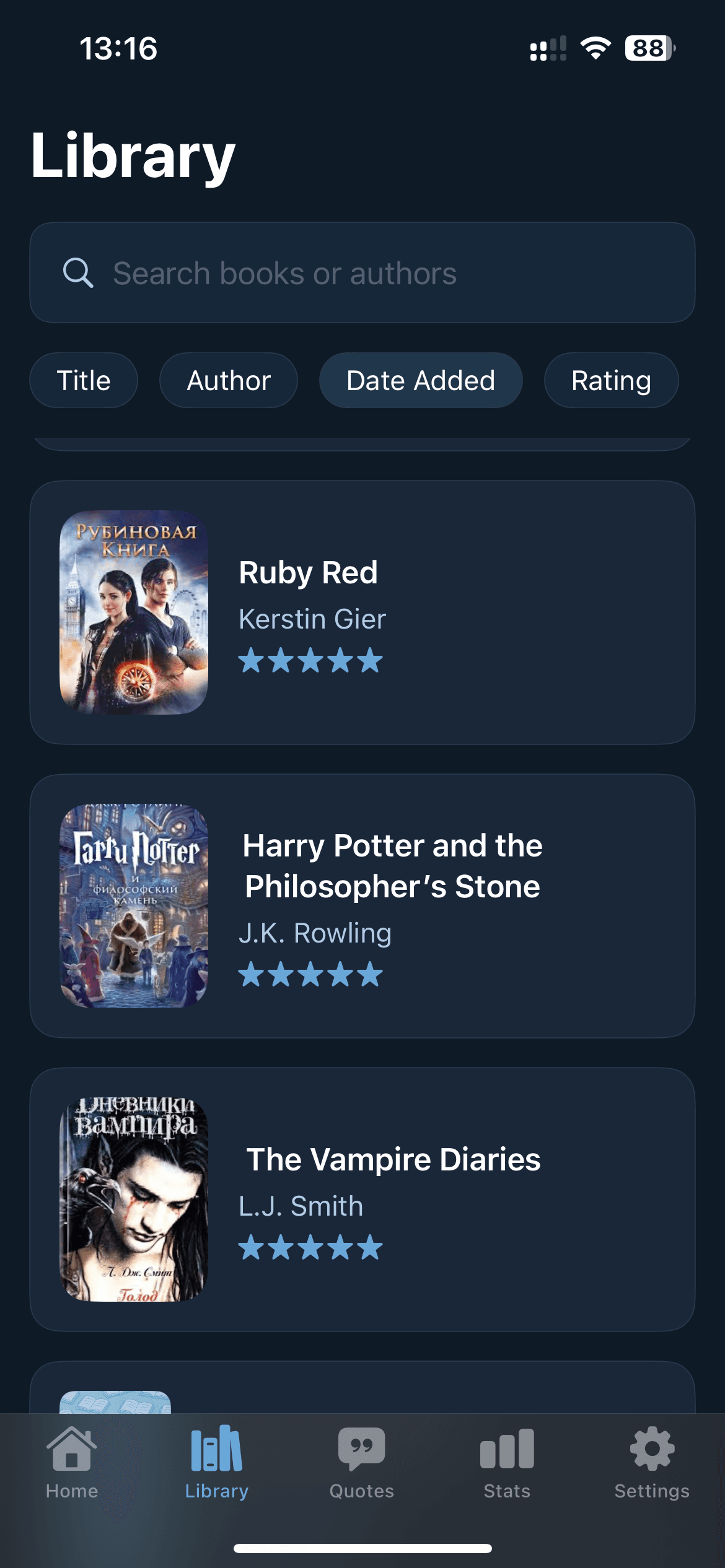 Bookleap rating screen