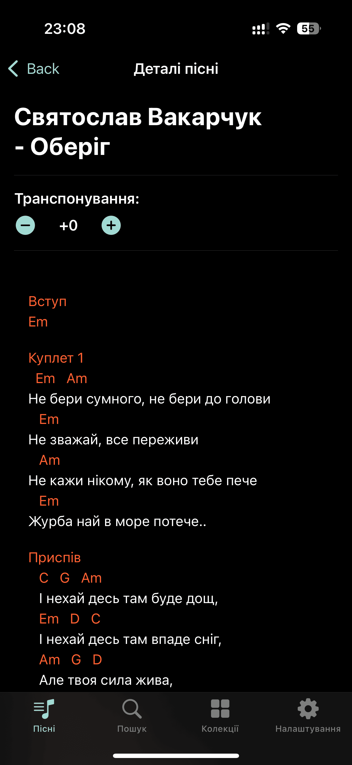 Скріншот застосунку Camp Chords