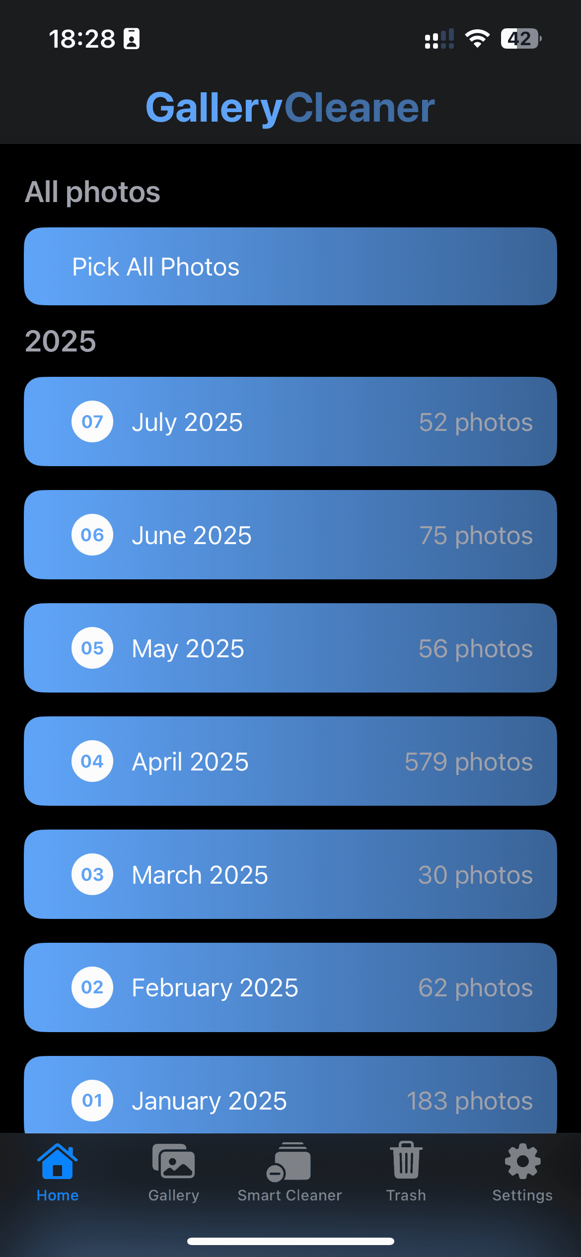 Gallery Cleaner launch screen