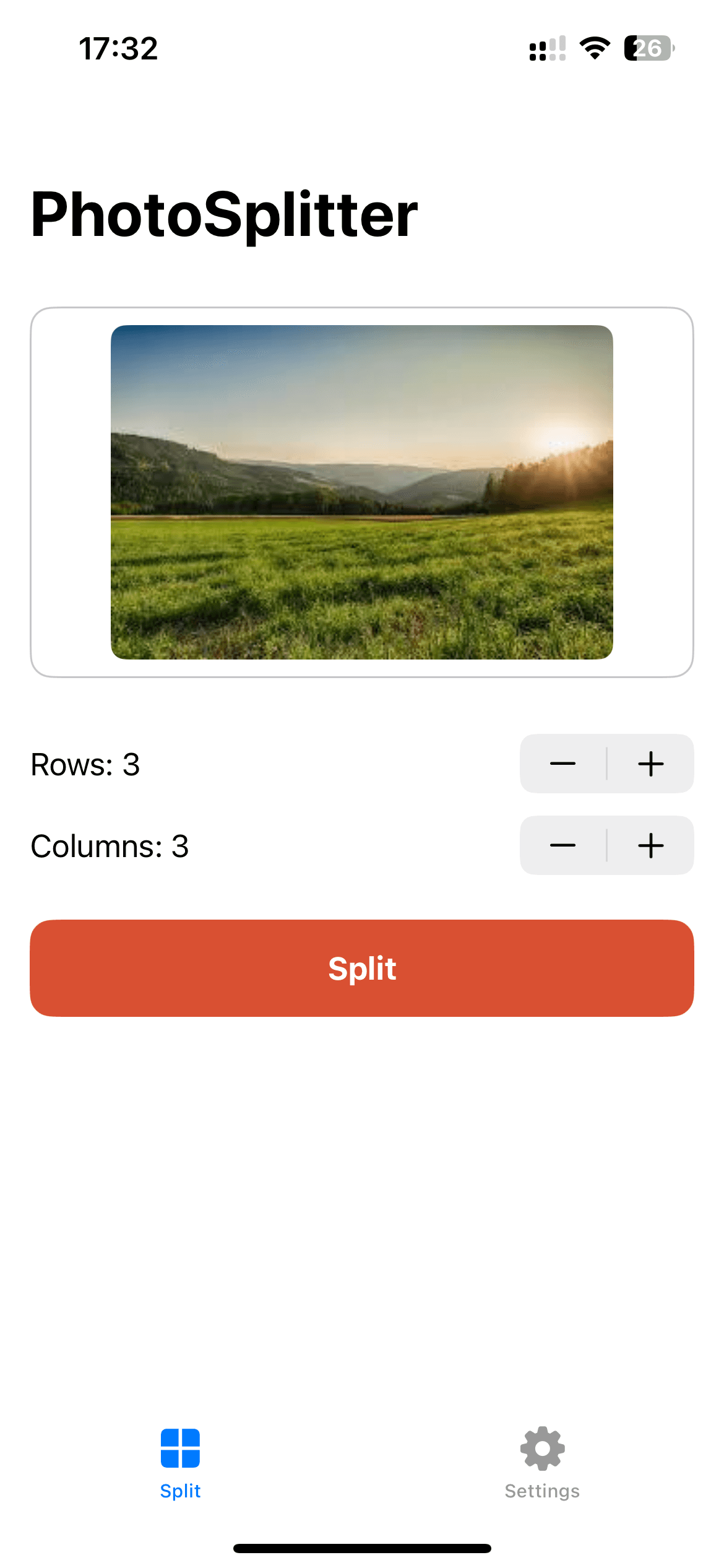 Скріншот застосунку Photo Splitter
